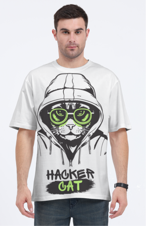 Hacker Cat Oversized Tee