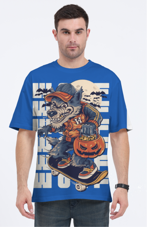 Skating Wolf Oversized Tee