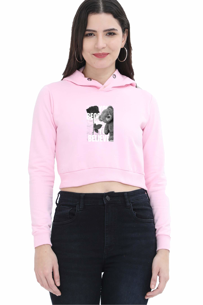 "You Become What You Believe" Women's Crop Hoodie